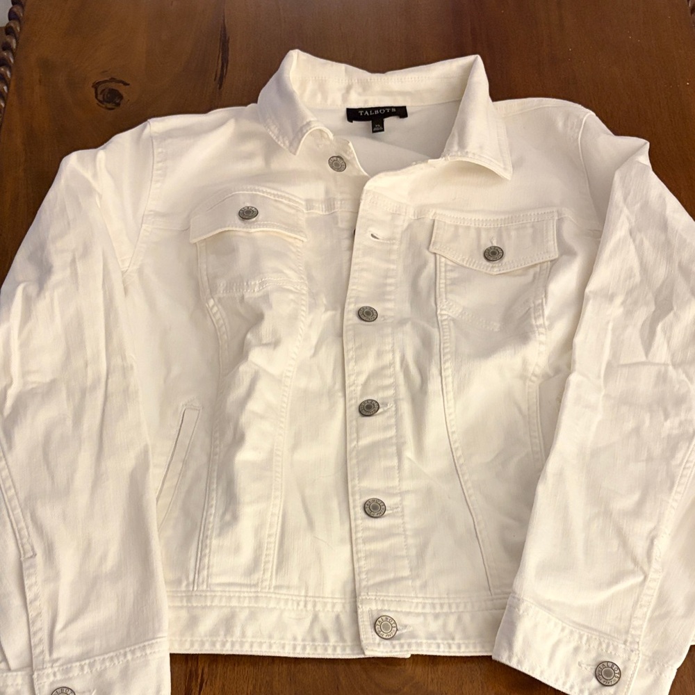 Talbots classic white Jean Button-Up Jacket XL
